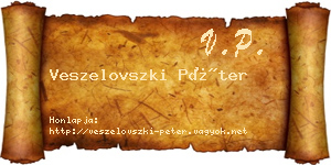 Veszelovszki Péter névjegykártya